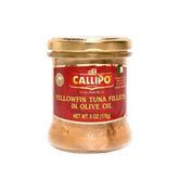 Callipo glass jar front view showing label and clear olive oil, perfect pantry staple