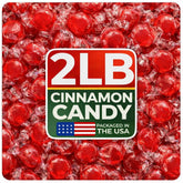 Cambie front of 2 lb cinnamon candy bag showing packaging and quantity benefits