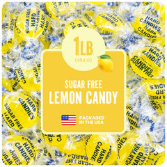 Cambie front packaging of 1 lb sugar free lemon drops showing brand and bag