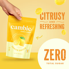 Cambie lemon drop glossy surface detail highlighting smooth texture and flavor