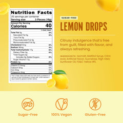 Cambie unwrapped lemon drop showing bright yellow candy and tangy appeal