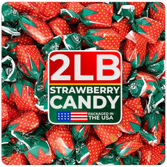 Cambie front pouch of 2 lb strawberry bonbons showing resealable bag and fresh-keeping benefit