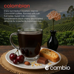 Cambio Roasters pod opened to show organic grounds preserving aroma and flavor
