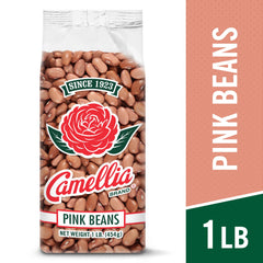 Camellia Brand close-up of dried pink beans texture and uniform size for reliable cooking