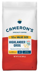 Cameron's Coffee front packaging showing 32 oz bag and branding for shelf appeal