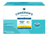 Cameron's Coffee front packaging showing 72 pods and branding benefit of convenience