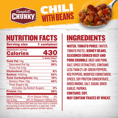 Close-up of Campbell’s Chunky chili bowl revealing chunky texture and hearty appeal