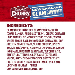 Campbell’s Chunky close-up of clam and potato chunks highlighting hearty texture