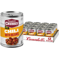 Campbell’s Chunky front can showing label and serving suggestion, convenient ready meal
