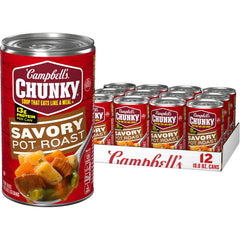 Campbell’s Chunky front can showing label and serving suggestion, convenient meal