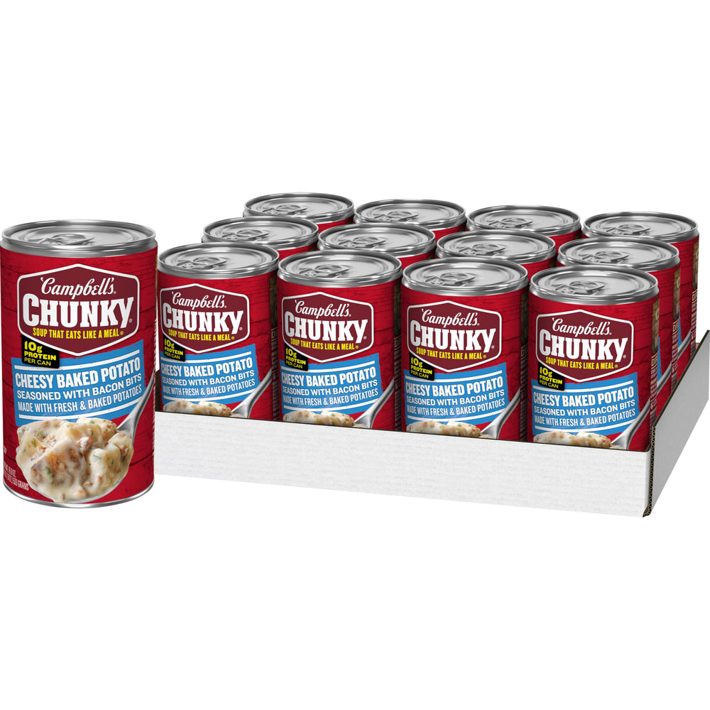 Campbell's Chunky front of can showing product branding and hearty appeal