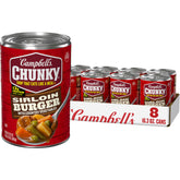 Campbell’s Chunky front packaging showing bold label and serving suggestion, convenient pantry staple