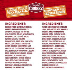 Campbell’s Chunky Chicken and Sausage Gumbo can close-up showing bold seasoning