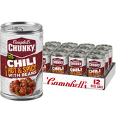 Campbell's Chunky front-of-can showing bold label and serving suggestion benefit