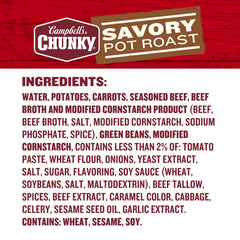 Campbell’s Chunky loose ingredients—potatoes carrots beef—illustrating chunky pieces and flavor