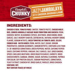 Campbell’s Chunky close-up of chicken sausage ham and rice highlighting chunky ingredients