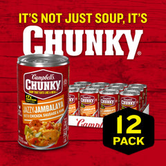 Campbell’s Chunky open can revealing rice, meats and vegetables for hearty meal