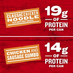 Campbell’s Chunky Classic Chicken Noodle open can with visible chicken and noodles
