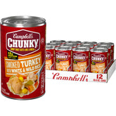 Campbell’s Chunky front of can showing label and serving suggestion benefit convenience