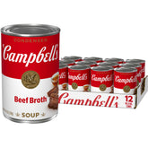 Campbell's front packaging of condensed beef broth showing product branding and benefit