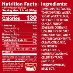 Campbell's creamy tomato soup close-up showing smooth texture and flavor