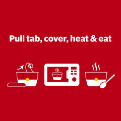 Campbell's bowl inside microwave demonstrating fast heating convenience