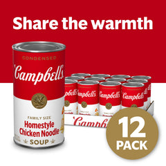 Campbell's close-up label on 22.2 oz can highlighting family-size convenience