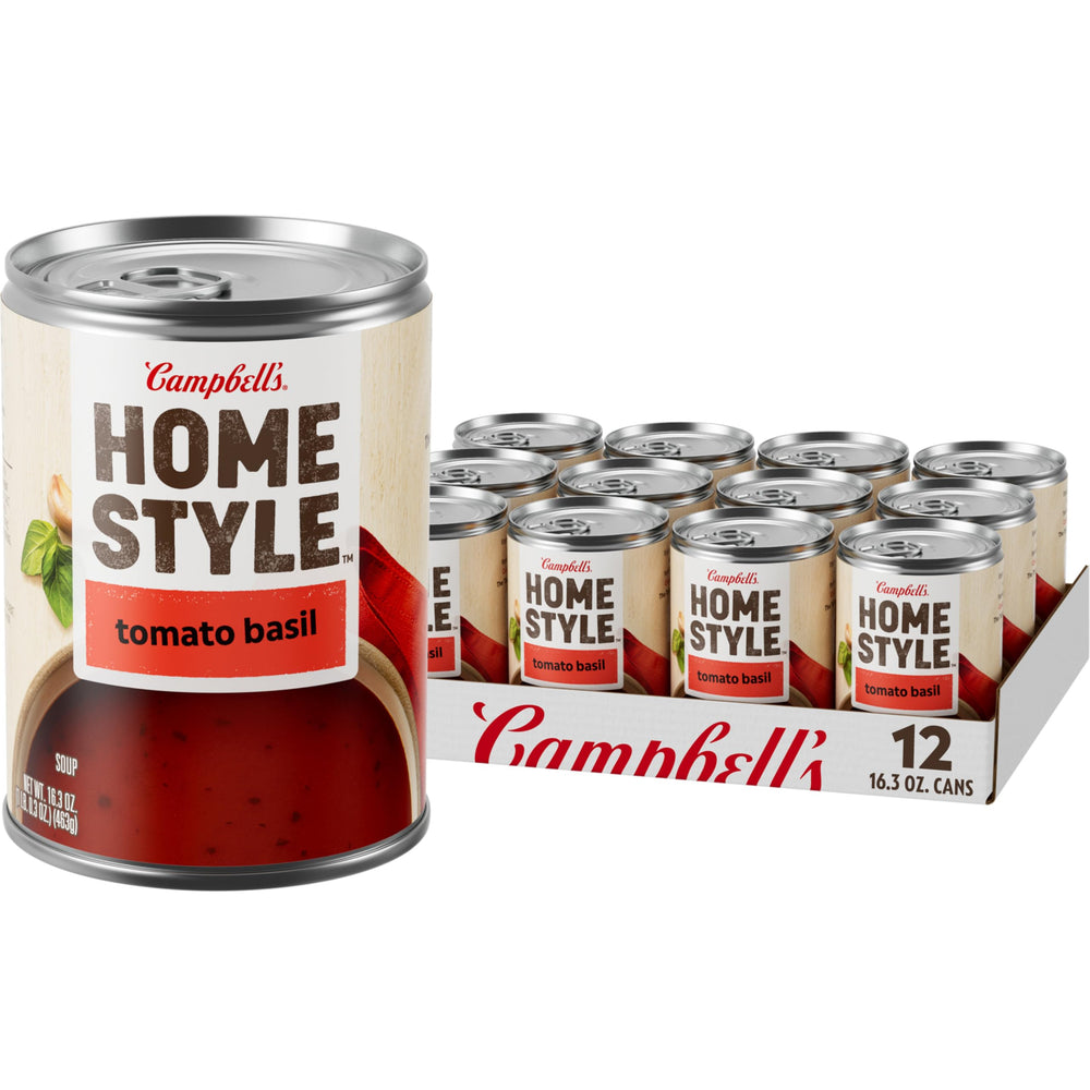 Campbell's Homestyle front can showing product and easy preparation benefit