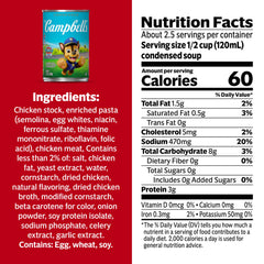 Campbell's open can with visible chicken and broth, ready to reheat