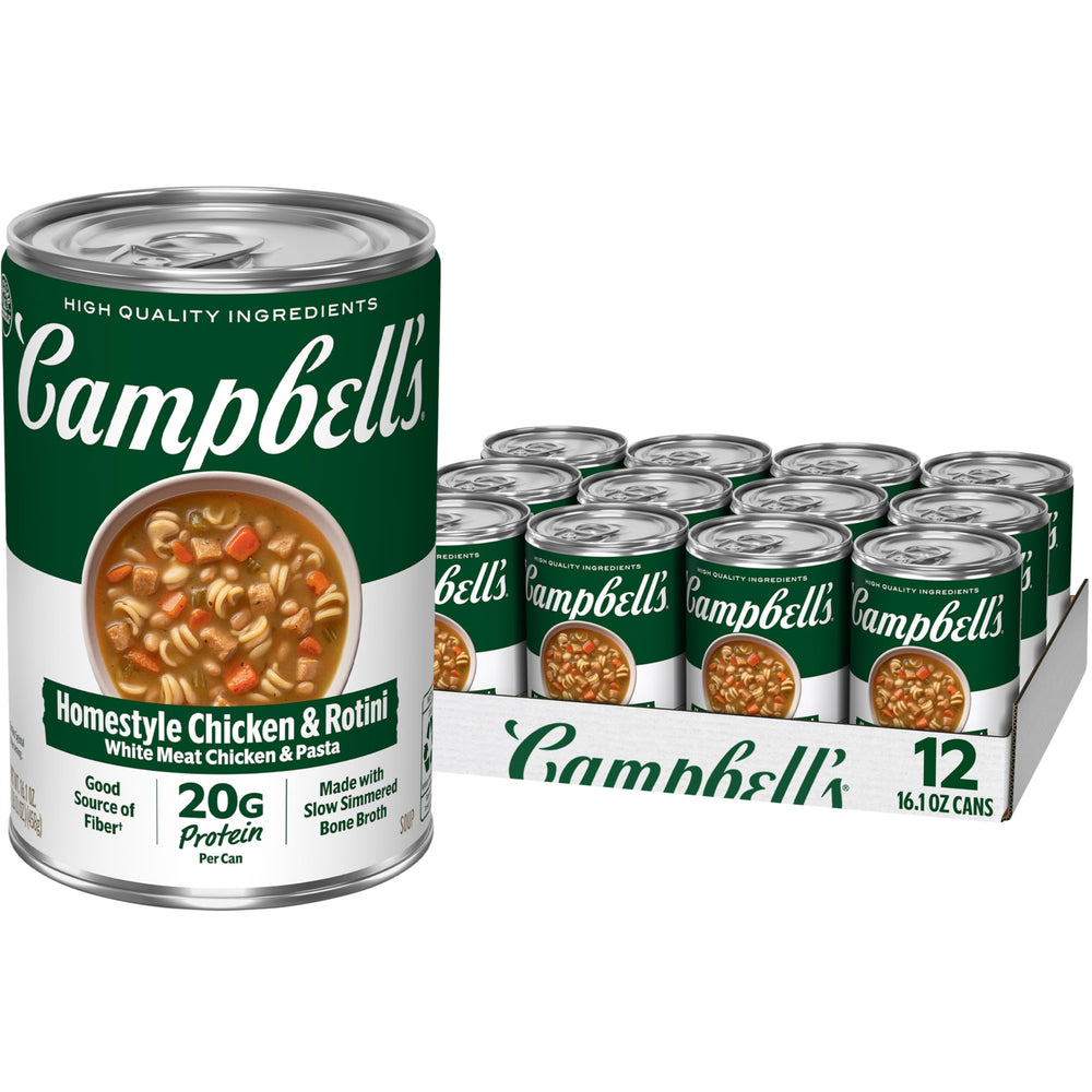 Campbell's front can view showing branding and protein claim for quick selection