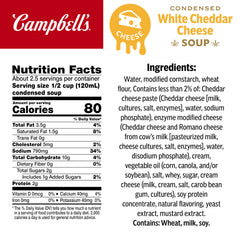 Campbell's top label and lid details highlighting brand and serving size