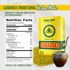 Canarias open bag with finely ground yerba leaves ready to prepare rich mate