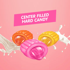CANDY BREAK close-up of crunchy shell and creamy fruit center showing texture