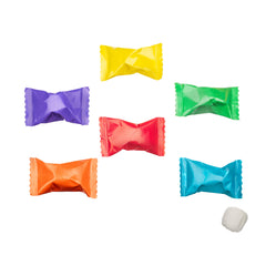 Candy Envy spread of red orange yellow green blue purple wrappers for decorative impact