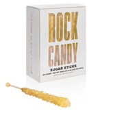 Candy Envy front packaging showing 24 gold rock candy sticks and clear wraps for presentation