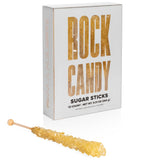 Candy Envy front packaging showing 12 gold rock candy sticks and branding benefit