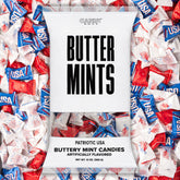 Candy Envy front packaging showing 13 oz patriotic buttermints, great for events