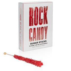 Candy Envy front packaging showing 12 strawberry rock candy sticks, perfect party favor