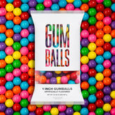 Candy Envy front packaging showing 2 lb bag and colorful gumballs, clear labeling benefit