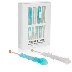 Candy Envy front packaging showing 12 light blue and white sticks, great for events