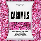 Candy Envy front bag view showing hot pink wrappers and bulk packaging benefits
