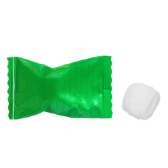 Candy Envy pile of individually wrapped green mints ready for guest distribution