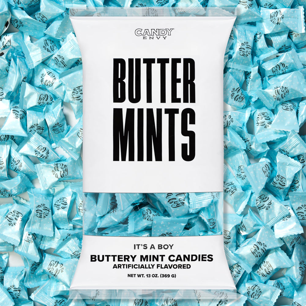 Candy Envy bag front packaging showing blue wrappers and product name for party planning