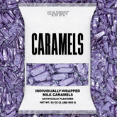 Candy Envy front packaging showing 2 lb lilac-wrapped caramels and branding for easy selection