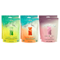 Candy People VegoBears front packaging showing colorful bags and variety benefits