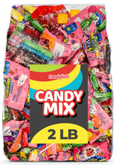 Candylish front packaging showing 2 lb bag and colorful assortment benefit convenience