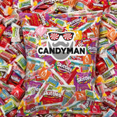 CANDYMAN front packaging showing 2 lb variety pack and colorful assortment benefit