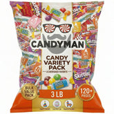 CANDYMAN front packaging showing 3 lb bulk bag and colorful appeal