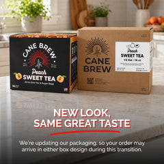 Cane Brew bag close-up revealing tea blend and easy steep design for quick brewing