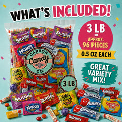 CARBON CANDY CO. detailed candy textures showing chewy and hard pieces for diverse tastes